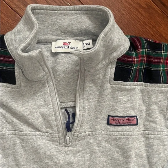 Women’s vineyard vines Quarter-Zip Shep shirt Sweater with tartan Plaid Accents - Picture 2 of 2